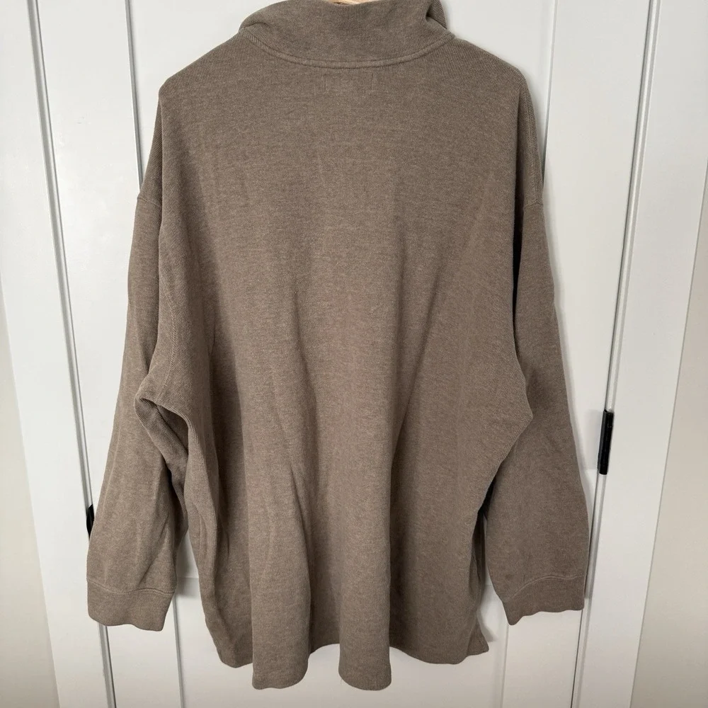 Polo Ralph Lauren Sweater Mens 4XB Big Beige Quarter Zip Mock Neck Cotton Pony